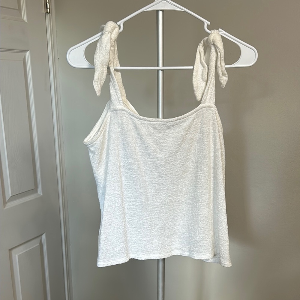 Express White Sleeveless Tie Front Tank Top